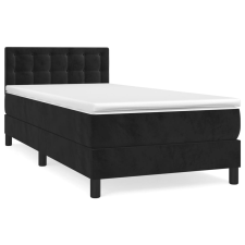 vidaXL fekete bársony rugós ágy matraccal 100 x 200 cm (3141529) ágy és ágykellék