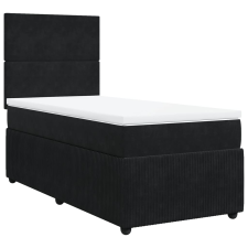 vidaXL fekete bársony rugós ágy matraccal 100 x 200 cm (3292258) ágy és ágykellék
