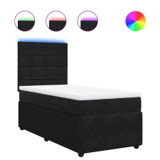 vidaXL fekete bársony rugós ágy matraccal 100 x 200 cm (3294564) ágy és ágykellék