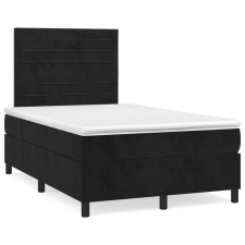 vidaXL fekete bársony rugós ágy matraccal 120x190 cm ágy és ágykellék