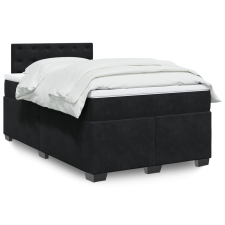 vidaXL fekete bársony rugós ágy matraccal 120x190 cm ágy és ágykellék