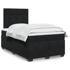 vidaXL fekete bársony rugós ágy matraccal 120x190 cm ágy és ágykellék