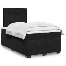 vidaXL fekete bársony rugós ágy matraccal 120x190 cm ágy és ágykellék