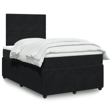 vidaXL fekete bársony rugós ágy matraccal 120x190 cm ágy és ágykellék