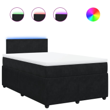 vidaXL fekete bársony rugós ágy matraccal 120x190 cm (3289982) ágy és ágykellék