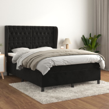 vidaXL fekete bársony rugós ágy matraccal 140 x 190 cm ágy és ágykellék