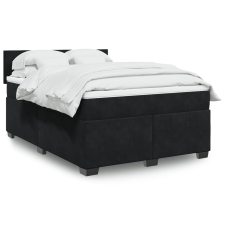 vidaXL fekete bársony rugós ágy matraccal 140 x 190 cm ágy és ágykellék