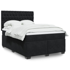 vidaXL fekete bársony rugós ágy matraccal 140 x 190 cm ágy és ágykellék