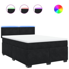 vidaXL fekete bársony rugós ágy matraccal 140 x 190 cm ágy és ágykellék