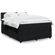 vidaXL fekete bársony rugós ágy matraccal 140 x 190 cm ágy és ágykellék