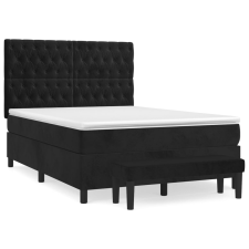 vidaXL fekete bársony rugós ágy matraccal 140 x 190 cm (3138021) ágy és ágykellék