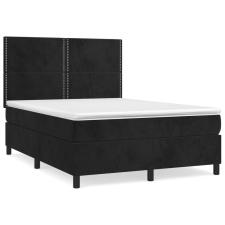 vidaXL fekete bársony rugós ágy matraccal 140 x 190 cm (3142961) ágy és ágykellék