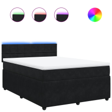vidaXL fekete bársony rugós ágy matraccal 140 x 190 cm (3290036) ágy és ágykellék