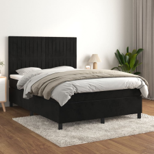 vidaXL fekete bársony rugós ágy matraccal 140x200 cm ágy és ágykellék