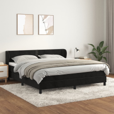 vidaXL fekete bársony rugós ágy matraccal 160x200 cm ágy és ágykellék