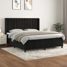 vidaXL fekete bársony rugós ágy matraccal 160x200 cm ágy és ágykellék