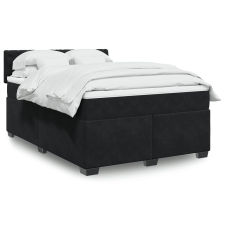 vidaXL fekete bársony rugós ágy matraccal 160x200 cm ágy és ágykellék