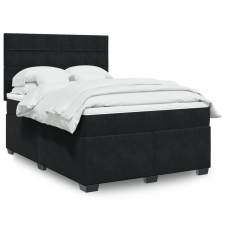 vidaXL fekete bársony rugós ágy matraccal 160x200 cm ágy és ágykellék