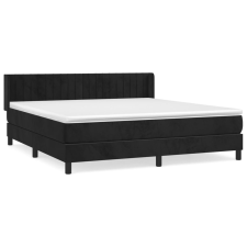 vidaXL fekete bársony rugós ágy matraccal 160x200 cm (3131089) ágy és ágykellék