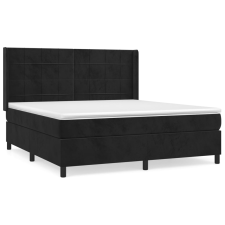 vidaXL fekete bársony rugós ágy matraccal 160x200 cm (3132689) ágy és ágykellék