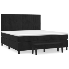 vidaXL fekete bársony rugós ágy matraccal 160x200 cm (3137973) ágy és ágykellék