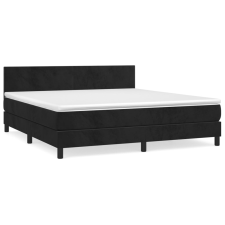 vidaXL fekete bársony rugós ágy matraccal 160x200 cm (3141193) ágy és ágykellék