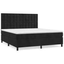 vidaXL fekete bársony rugós ágy matraccal 160x200 cm (3143273) ágy és ágykellék