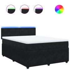 vidaXL fekete bársony rugós ágy matraccal 160x200 cm (3290078) ágy és ágykellék