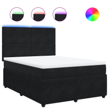 vidaXL fekete bársony rugós ágy matraccal 160x200 cm (3294678) ágy és ágykellék