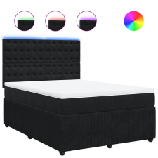 vidaXL fekete bársony rugós ágy matraccal 160x200 cm (3294696) ágy és ágykellék