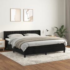vidaXL fekete bársony rugós ágy matraccal 180x200 cm ágy és ágykellék