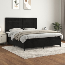 vidaXL fekete bársony rugós ágy matraccal 180x200 cm ágy és ágykellék