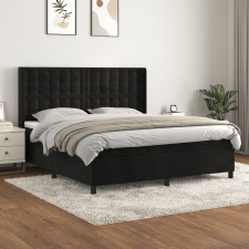 vidaXL fekete bársony rugós ágy matraccal 180x200 cm ágy és ágykellék