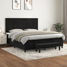 vidaXL fekete bársony rugós ágy matraccal 180x200 cm ágy és ágykellék