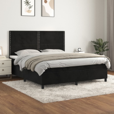 vidaXL fekete bársony rugós ágy matraccal 180x200 cm ágy és ágykellék