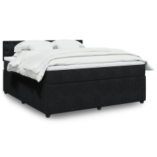 vidaXL fekete bársony rugós ágy matraccal 180x200 cm ágy és ágykellék