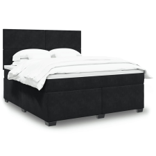 vidaXL fekete bársony rugós ágy matraccal 180x200 cm ágy és ágykellék