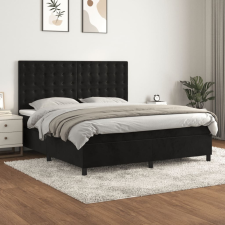 vidaXL fekete bársony rugós ágy matraccal 180x200 cm ágy és ágykellék