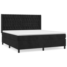 vidaXL fekete bársony rugós ágy matraccal 180x200 cm (3132875) ágy és ágykellék