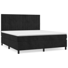 vidaXL fekete bársony rugós ágy matraccal 180x200 cm (3143159) - Ágyak és ágykeretek ágy és ágykellék
