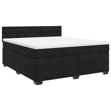 vidaXL fekete bársony rugós ágy matraccal 180x200 cm (3286392) ágy és ágykellék