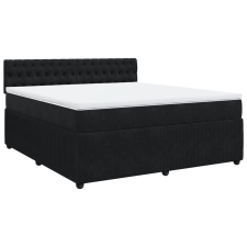 vidaXL fekete bársony rugós ágy matraccal 180x200 cm (3287814) ágy és ágykellék