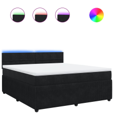 vidaXL fekete bársony rugós ágy matraccal 180x200 cm (3290108) ágy és ágykellék