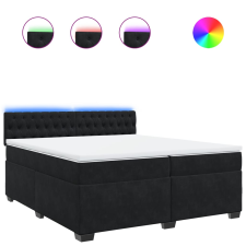 vidaXL fekete bársony rugós ágy matraccal 200x200 cm ágy és ágykellék