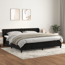 vidaXL fekete bársony rugós ágy matraccal 200x200 cm ágy és ágykellék
