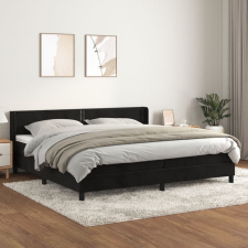 vidaXL fekete bársony rugós ágy matraccal 200x200 cm ágy és ágykellék