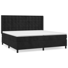 vidaXL fekete bársony rugós ágy matraccal 200x200 cm (3132941) ágy és ágykellék