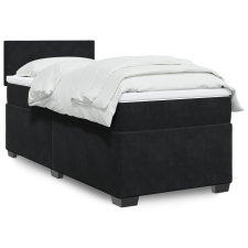 vidaXL fekete bársony rugós ágy matraccal 80 x 200 cm ágy és ágykellék
