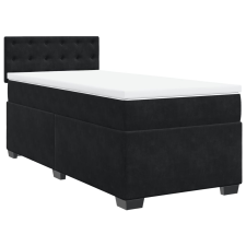 vidaXL fekete bársony rugós ágy matraccal 80 x 200 cm ágy és ágykellék
