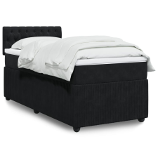 vidaXL fekete bársony rugós ágy matraccal 80 x 200 cm ágy és ágykellék